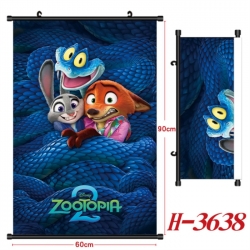 Zootopia Anime Black Plastic Rod Canvas Painting Wall Scroll 60X90CM