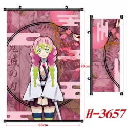 Demon Slayer Kimets Anime Black Plastic Rod Canvas Painting Wall Scroll 60X90CM