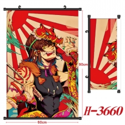 Demon Slayer Kimets Anime Black Plastic Rod Canvas Painting Wall Scroll 60X90CM