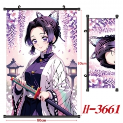Demon Slayer Kimets Anime Black Plastic Rod Canvas Painting Wall Scroll 60X90CM