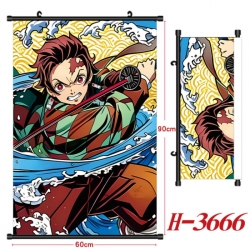 Demon Slayer Kimets Anime Black Plastic Rod Canvas Painting Wall Scroll 60X90CM