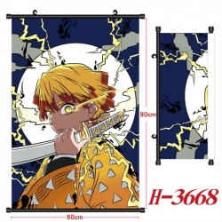 Demon Slayer Kimets Anime Black Plastic Rod Canvas Painting Wall Scroll 60X90CM