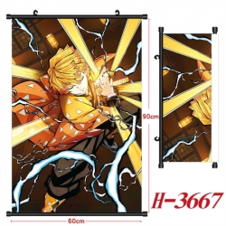 Demon Slayer Kimets Anime Black Plastic Rod Canvas Painting Wall Scroll 60X90CM