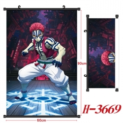 Demon Slayer Kimets Anime Black Plastic Rod Canvas Painting Wall Scroll 60X90CM