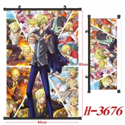  One Piece Anime Black Plastic Rod Canvas Painting Wall Scroll 60X90CM