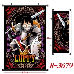  One Piece Anime Black Plastic Rod Canvas Painting Wall Scroll 60X90CM