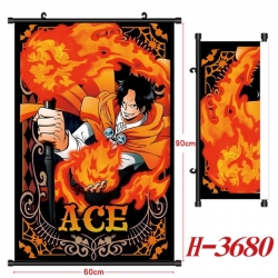  One Piece Anime Black Plastic Rod Canvas Painting Wall Scroll 60X90CM