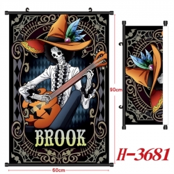  One Piece Anime Black Plastic Rod Canvas Painting Wall Scroll 60X90CM