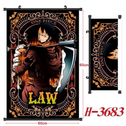  One Piece Anime Black Plastic Rod Canvas Painting Wall Scroll 60X90CM