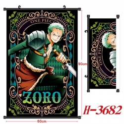  One Piece Anime Black Plastic Rod Canvas Painting Wall Scroll 60X90CM