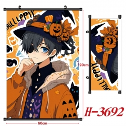 Kuroshitsuji Anime Black Plastic Rod Canvas Painting Wall Scroll 60X90CM