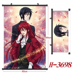Kuroshitsuji Anime Black Plastic Rod Canvas Painting Wall Scroll 60X90CM
