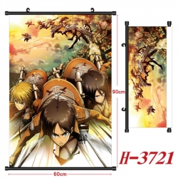 Shingeki no Kyojin Anime Black Plastic Rod Canvas Painting Wall Scroll 60X90CM