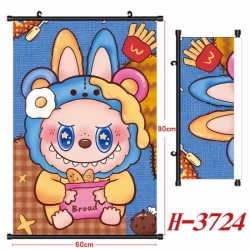 Labubu Anime Black Plastic Rod Canvas Painting Wall Scroll 60X90CM