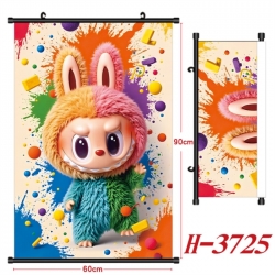 Labubu Anime Black Plastic Rod Canvas Painting Wall Scroll 60X90CM