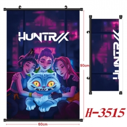 K-Pop Demon Hunters Anime Black Plastic Rod Canvas Painting Wall Scroll 60X90CM