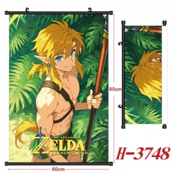 The Legend of Zelda Anime Black Plastic Rod Canvas Painting Wall Scroll 60X90CM