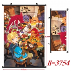 The Legend of Zelda Anime Black Plastic Rod Canvas Painting Wall Scroll 60X90CM