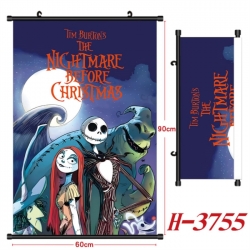 The Nightmare Before Christmas Anime Black Plastic Rod Canvas Painting Wall Scroll 60X90CM