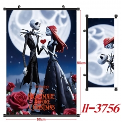 The Nightmare Before Christmas Anime Black Plastic Rod Canvas Painting Wall Scroll 60X90CM