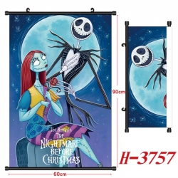 The Nightmare Before Christmas Anime Black Plastic Rod Canvas Painting Wall Scroll 60X90CM
