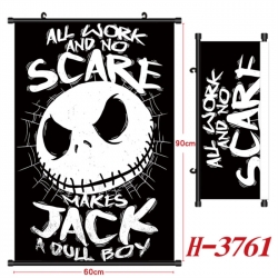 The Nightmare Before Christmas Anime Black Plastic Rod Canvas Painting Wall Scroll 60X90CM