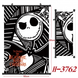 The Nightmare Before Christmas Anime Black Plastic Rod Canvas Painting Wall Scroll 60X90CM
