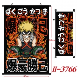 My Hero Academia Anime Black Plastic Rod Canvas Painting Wall Scroll 60X90CM