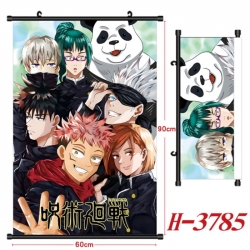 Jujutsu Kaisen Anime Black Plastic Rod Canvas Painting Wall Scroll 60X90CM