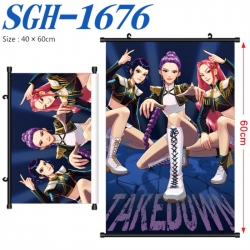 K-Pop Demon Hunters Anime digital printed pole style hanging picture Wall Scroll 40x60cm