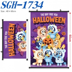 Bluey Anime digital printed pole style hanging picture Wall Scroll 40x60cm