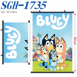 Bluey Anime digital printed pole style hanging picture Wall Scroll 40x60cm