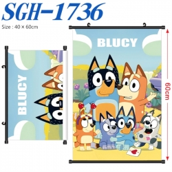 Bluey Anime digital printed pole style hanging picture Wall Scroll 40x60cm
