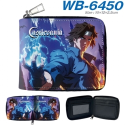 Castlevania Anime color short full zip folding wallet 10x12x2.5cm