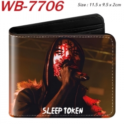 Sleep Token Animation color PU leather half fold wallet 11.5X9X2CM