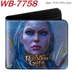 Baldur's Gate Animation color PU leather half fold wallet 11.5X9X2CM
