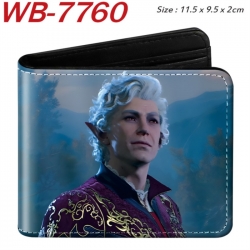 Baldur's Gate Animation color PU leather half fold wallet 11.5X9X2CM