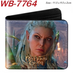 Baldur's Gate Animation color PU leather half fold wallet 11.5X9X2CM
