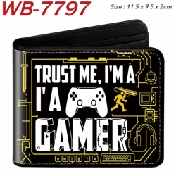 GamePad Animation color PU leather half fold wallet 11.5X9X2CM
