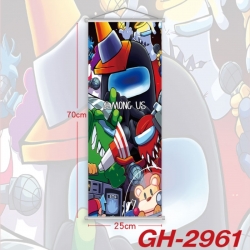 Among Us Plastic Rod Cloth Small Hanging Canvas Painting Wall Scroll 25x70cm price for 5 pcs