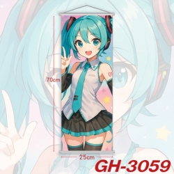 Hatsune Miku Plastic Rod Cloth Small Hanging Canvas Painting Wall Scroll 25x70cm price for 5 pcs