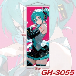 Hatsune Miku Plastic Rod Cloth Small Hanging Canvas Painting Wall Scroll 25x70cm price for 5 pcs