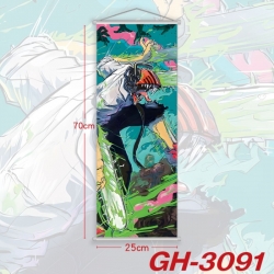 Chainsaw Man Plastic Rod Cloth Small Hanging Canvas Painting Wall Scroll 25x70cm price for 5 pcs