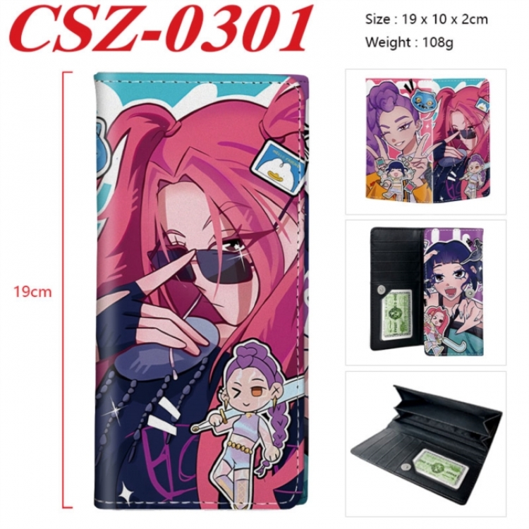 K-Pop Demon Hunters Anime peripheral long three fold wallet 19x10x2cm