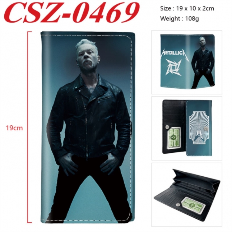 Metallica Anime peripheral long three fold wallet 19x10x2cm