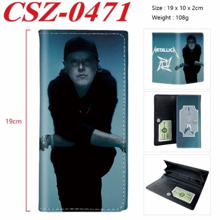Metallica Anime peripheral long three fold wallet 19x10x2cm