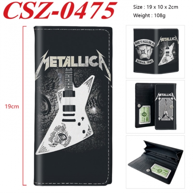 Metallica Anime peripheral long three fold wallet 19x10x2cm