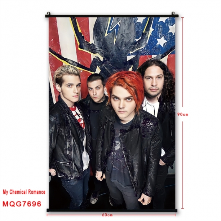 My Chemical Romance Anime black Plastic rod Cloth painting Satin cloth Wall Scroll 60X90CM 
