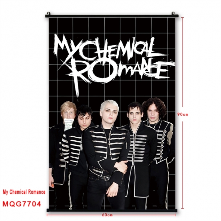 My Chemical Romance Anime black Plastic rod Cloth painting Satin cloth Wall Scroll 60X90CM 