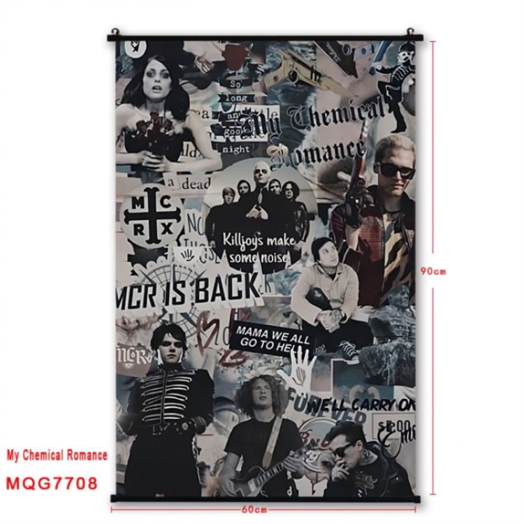 My Chemical Romance Anime black Plastic rod Cloth painting Satin cloth Wall Scroll 60X90CM 